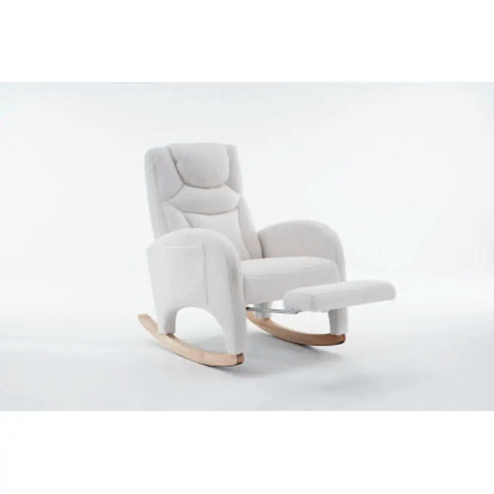 Rocking chair moumoute blanc Veillée avec appui-tête et repose-pieds – photo 2