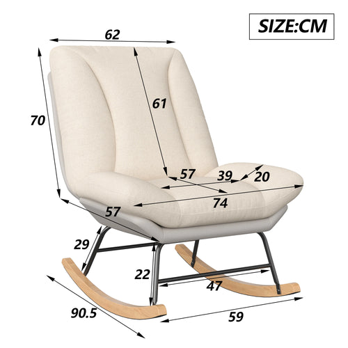 Fauteuil à bascule inclinable Accalmie en tissu effet lin beige – photo 2