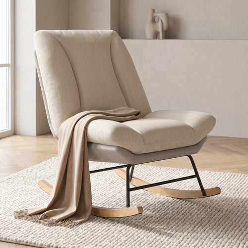 Fauteuil à bascule inclinable Accalmie en tissu effet lin beige