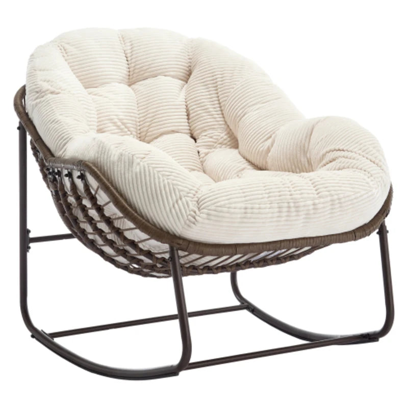 Outdoor Wicker Rattan Swing Chair, Soft Padded Swing Seat with Backrest, Suitable for Front Porch Living Room Patio Garden
