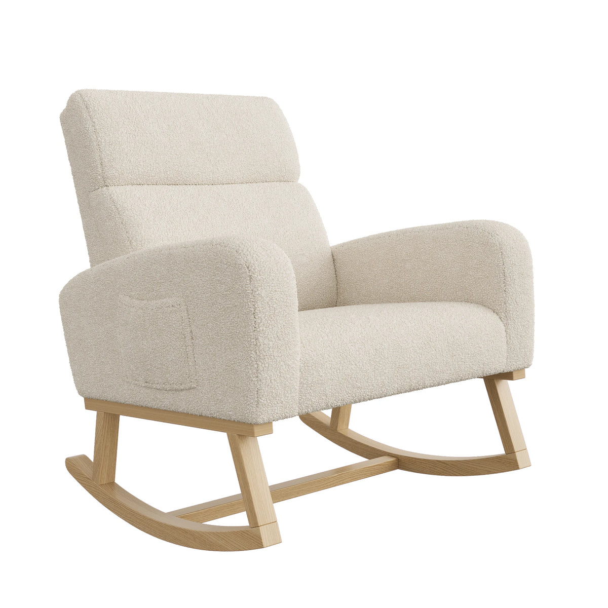 Fauteuil à bascule scandinave Nocturne en bois massif et tissu – photo 9