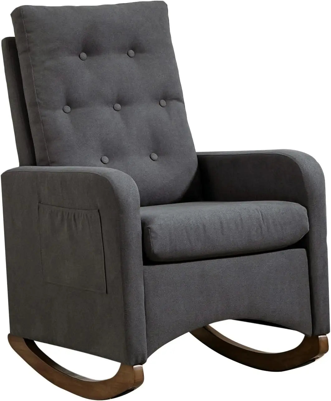 Rocking chair en tissu compact Liseuse avec dossier à oreilles et poche latérale – photo 3