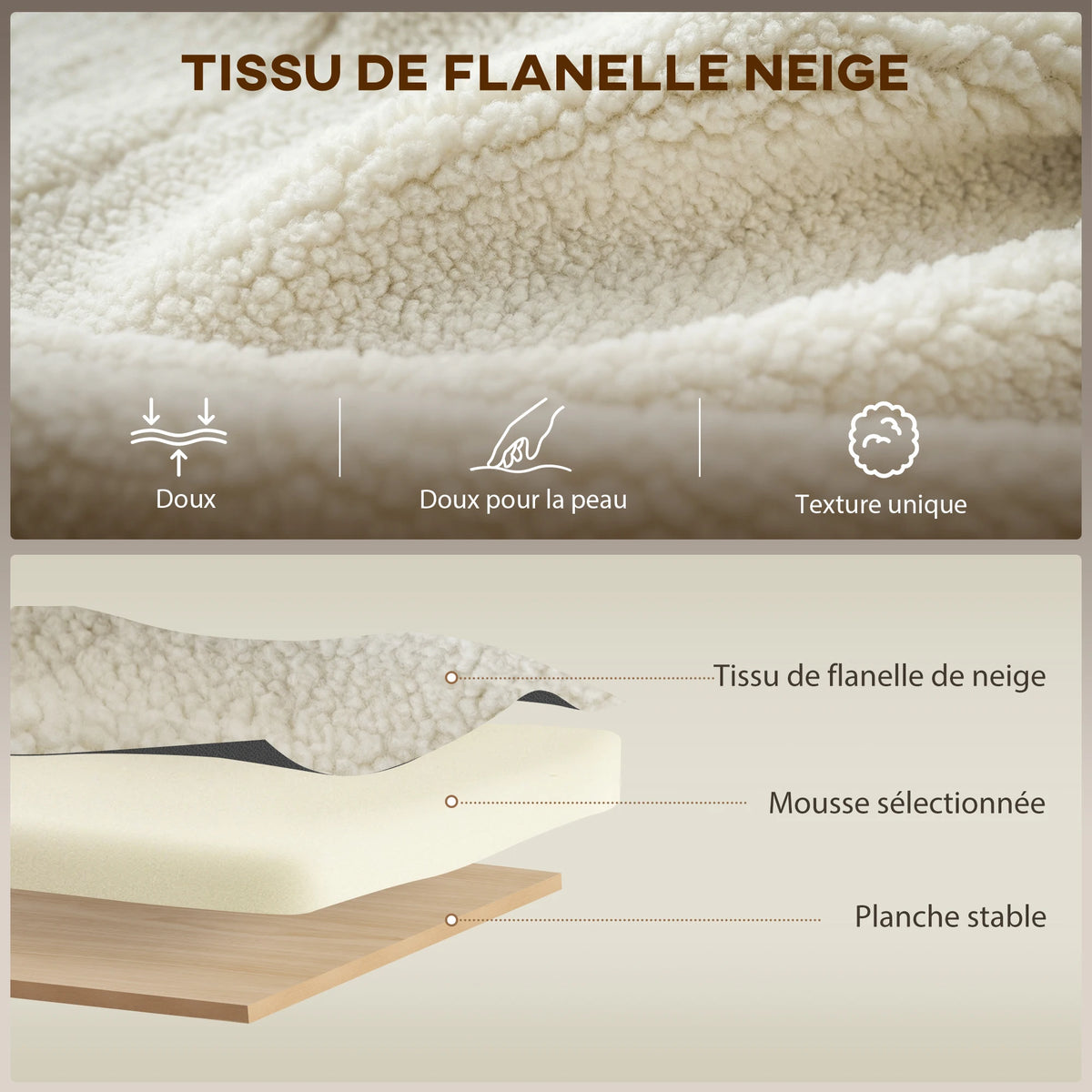 Rocking chair moderne crème Plaid en flanelle, dossier haut et coussin lombaire – photo 5