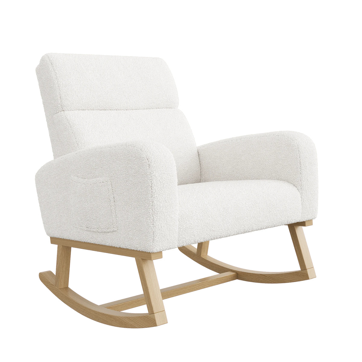 Fauteuil à bascule scandinave Nocturne en bois massif et tissu – photo 10