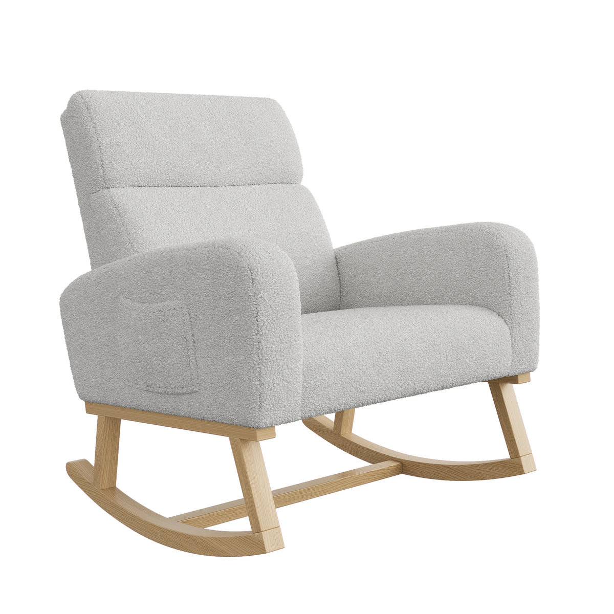 Fauteuil à bascule scandinave Nocturne en bois massif et tissu – photo 11